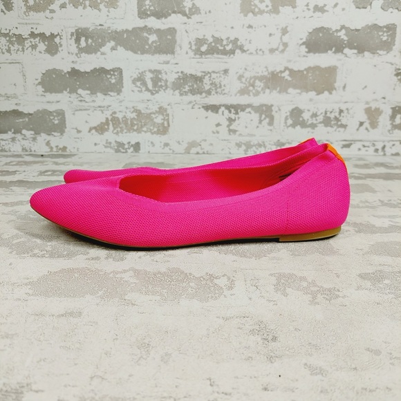 Falls Creek Shoes - NEW Falls Creek Phoebe Pink Knit Pointed Toe Slip On Balletcore Flats F672